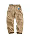 Vintage Herringbone Twill Riveted Double Knee Straight Cargo Pants