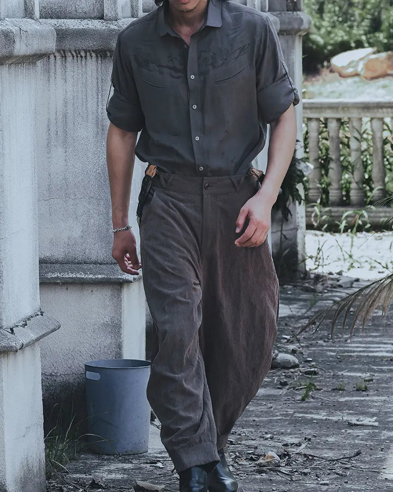 Vintage Gray Balloon Casual Pants