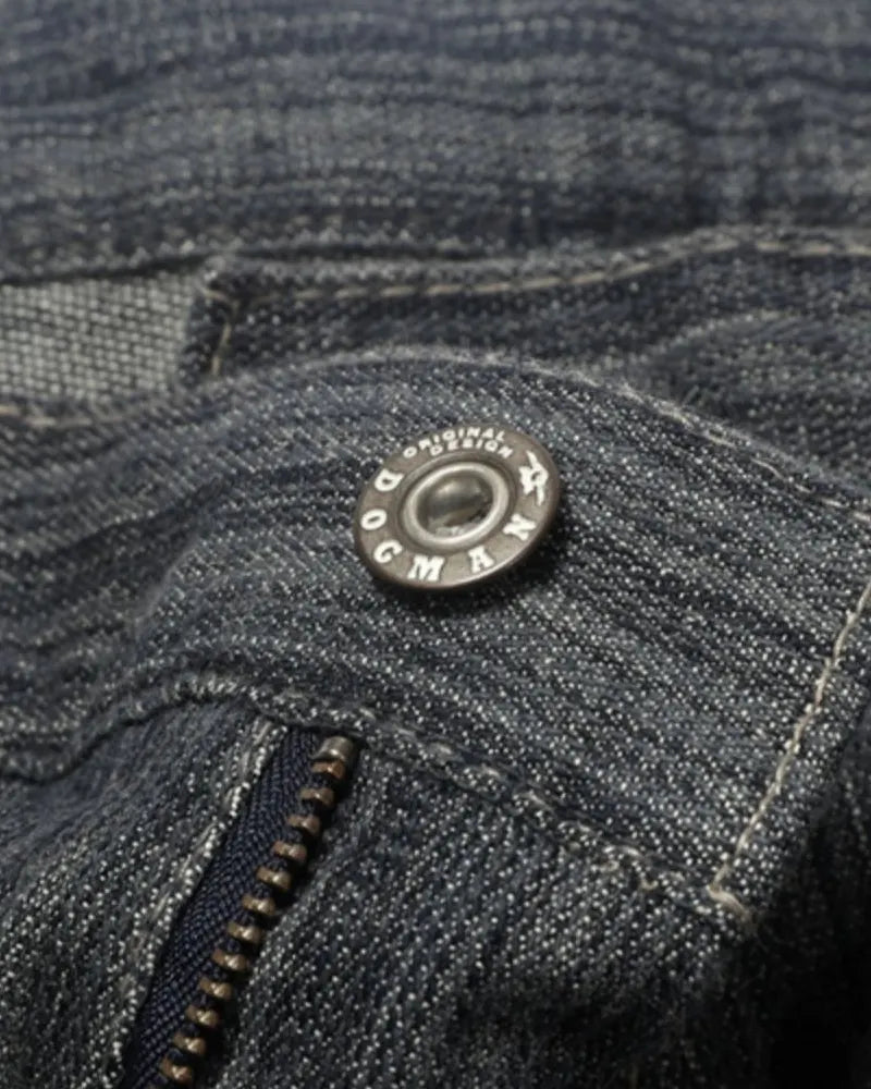 Vintage Striped Textured Denim Cargo Pants