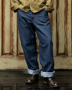 Vintage Indigo Railroad Stripe Denim Pants