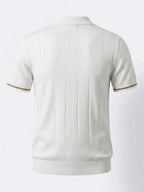 Cool-Touch Cotton Knit Vertical Stripe Short Sleeve