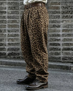 Vintage Leopard Print Pleated Balloon Trousers