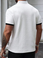 Contrast Trim Cool-Touch Cotton Knit Short Sleeve