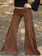 Side Tassel Micro-Flare Long Pants