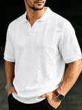 Men's Cable Knit Short Sleeve Polo Shirt