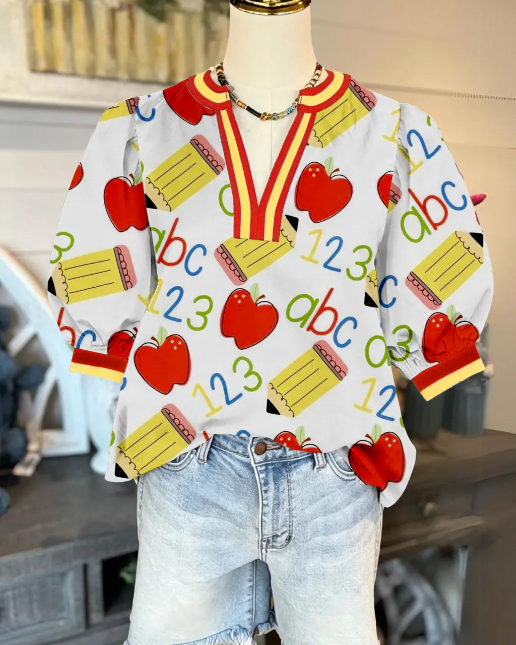 Festive School Supplies Satin Top