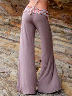 Yoga Resort Lounge Beach Pants with Fold over Tribal Print Skirt Waistband