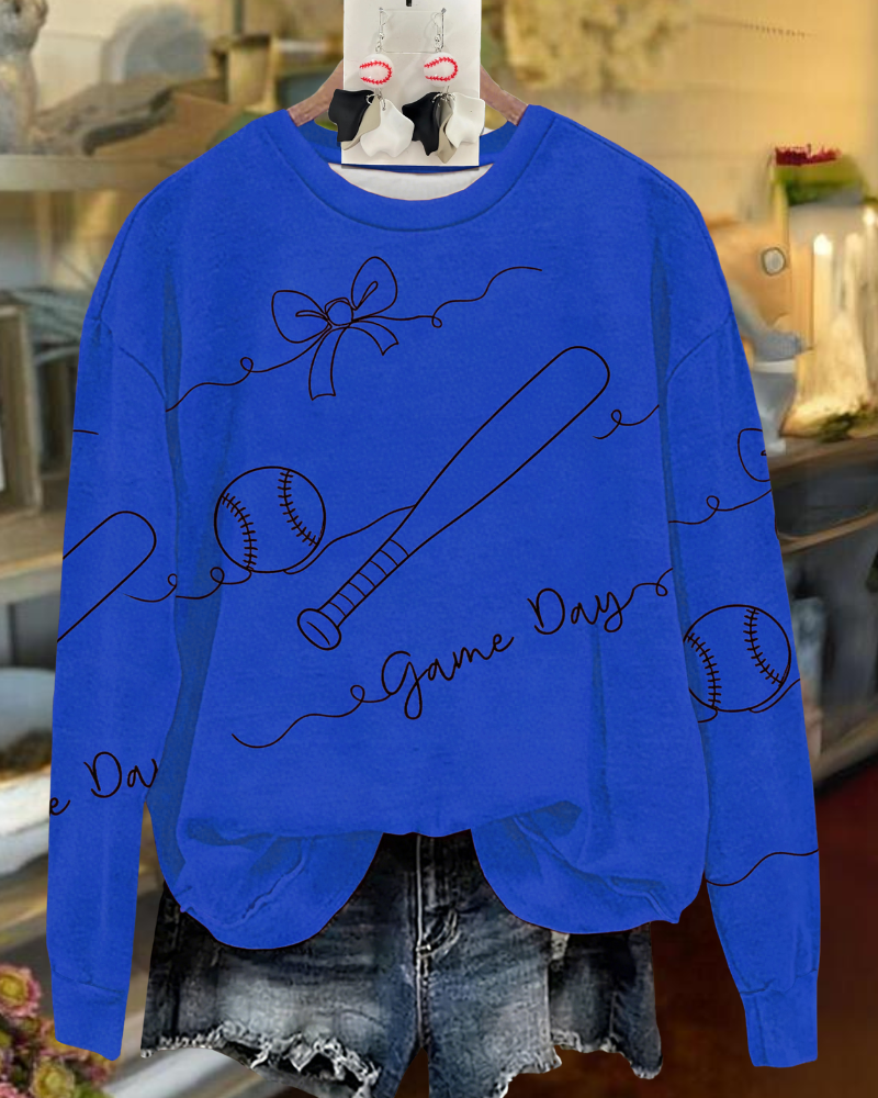 Baseball Game Day Embroidered Sweatshirt