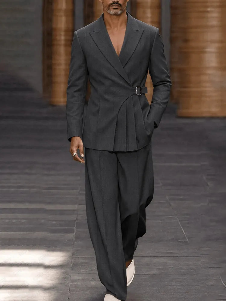 Smart Casual Pleated Design Suit Set