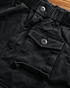 Vintage Washed Black Multi Flap Pocket Wide Leg Military Utilitarian Cargo Pants