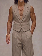 Modern Plaid Suit Vest and Pants Set