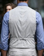 Vintage Gray Striped V-neck Vest