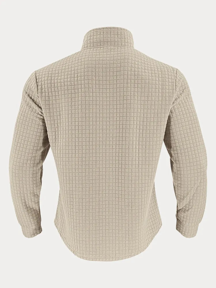 Casual Checkered Stand Collar Sweatshirt