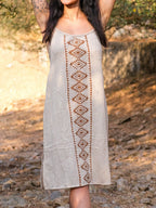 Geometric Totem Print Cotton Linen Cami Dress