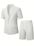 Summer Casual Textured Suit Blazer and Shorts Set