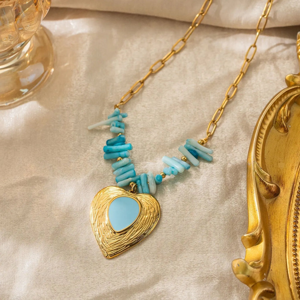 Coral Branch Heart Pendant Necklace