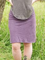 Fold-Over Waist Straight Raw Hem Knit Mini Skirt