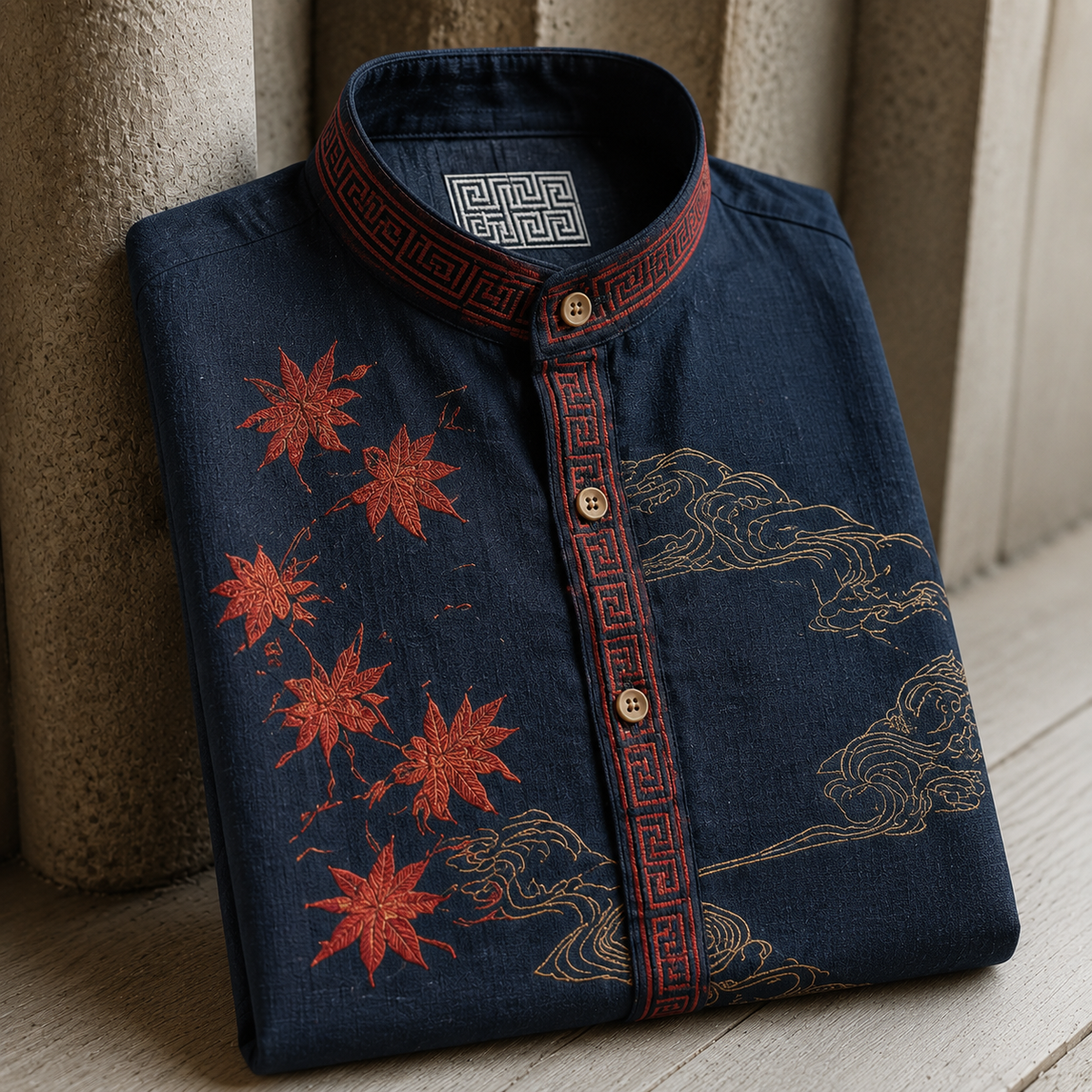 Men's Retro Maple Leaf Oriental Style Casual Shirt