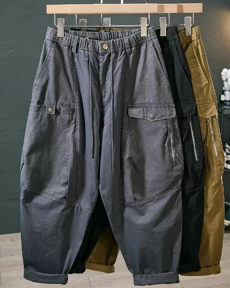 Vintage Multi-pocket Tapered Cargo Pants