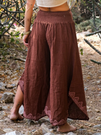 Geometric Totem Print High-Waist Asymmetric Wide Leg Pants