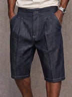 Stylish Contrast Stitching Stretchy Denim Shorts