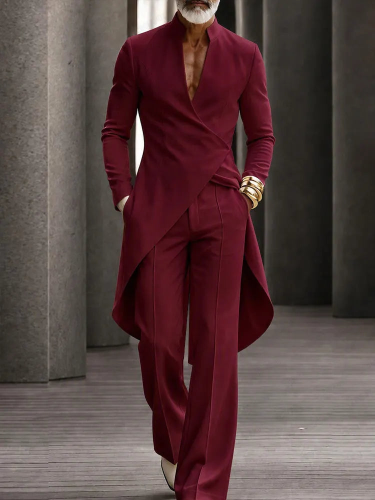 Quiet Luxury Style Long Tail Shirt Pants Set