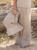 Linen Relaxed Fit High-Waist Wide Leg Long Pants