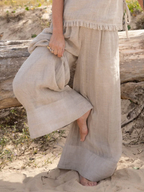 Linen Relaxed Fit High-Waist Wide Leg Long Pants