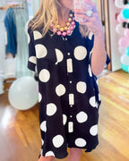 Stylish Polka Dot Shirt Dress
