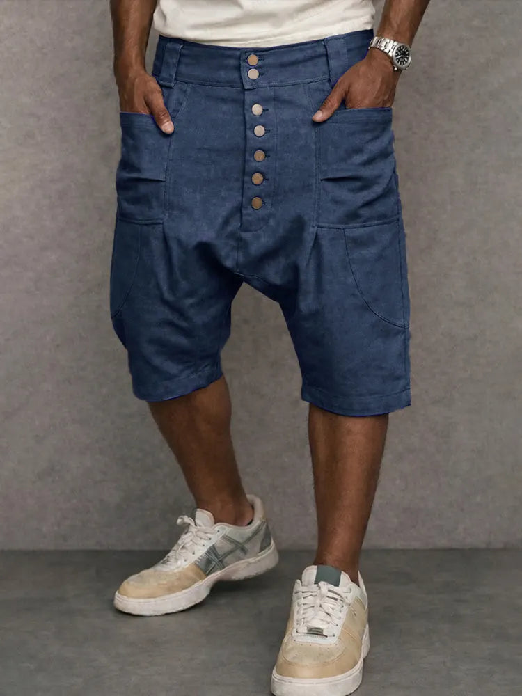 Casual 100% Cotton Drop Crotch Harem Shorts