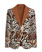 Retro Caramel Brown Zebra Print Single-breasted 2-piece Suit