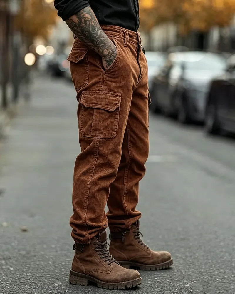 Vintage Reddish-brown Corduroy Cargo Pants