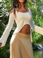 Fairy Top with Flare Sleeves ¨C Boho Pixie Festival Clothing, Elven Goddess Style
