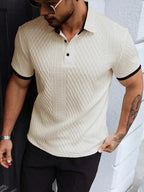 Contrast Trim Cool-Touch Cotton Knit Short Sleeve