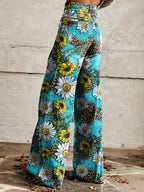 Women's Daisy Leopard Print Casual Wide Leg Pants