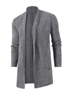 Solid Ribbed Knit Open Front Cardigan