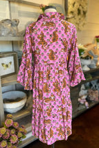 Wild Tiger Print Midi Dress-Pink