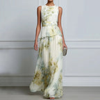 Elegant Floral Print Sleeveless Maxi Dress