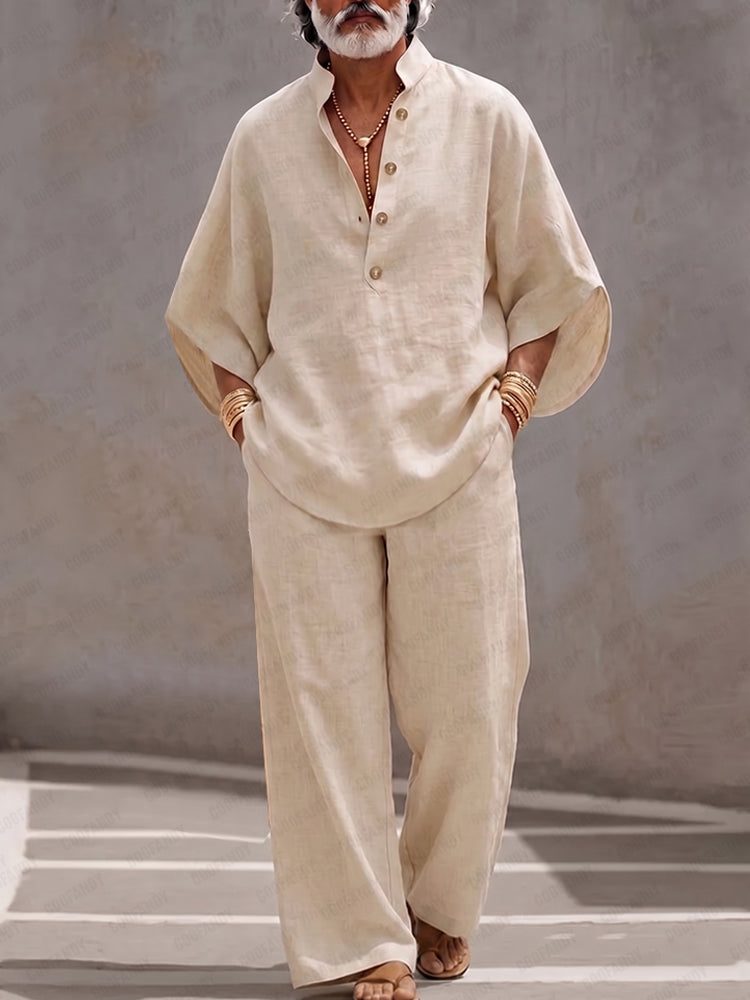 Minimalist 100% Cotton Batwing Sleeve Top and Pants Set
