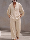 Minimalist 100% Cotton Batwing Sleeve Top and Pants Set