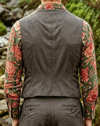 Vintage Charcoal©\Gray Pinstripe Multi©\Button Vest