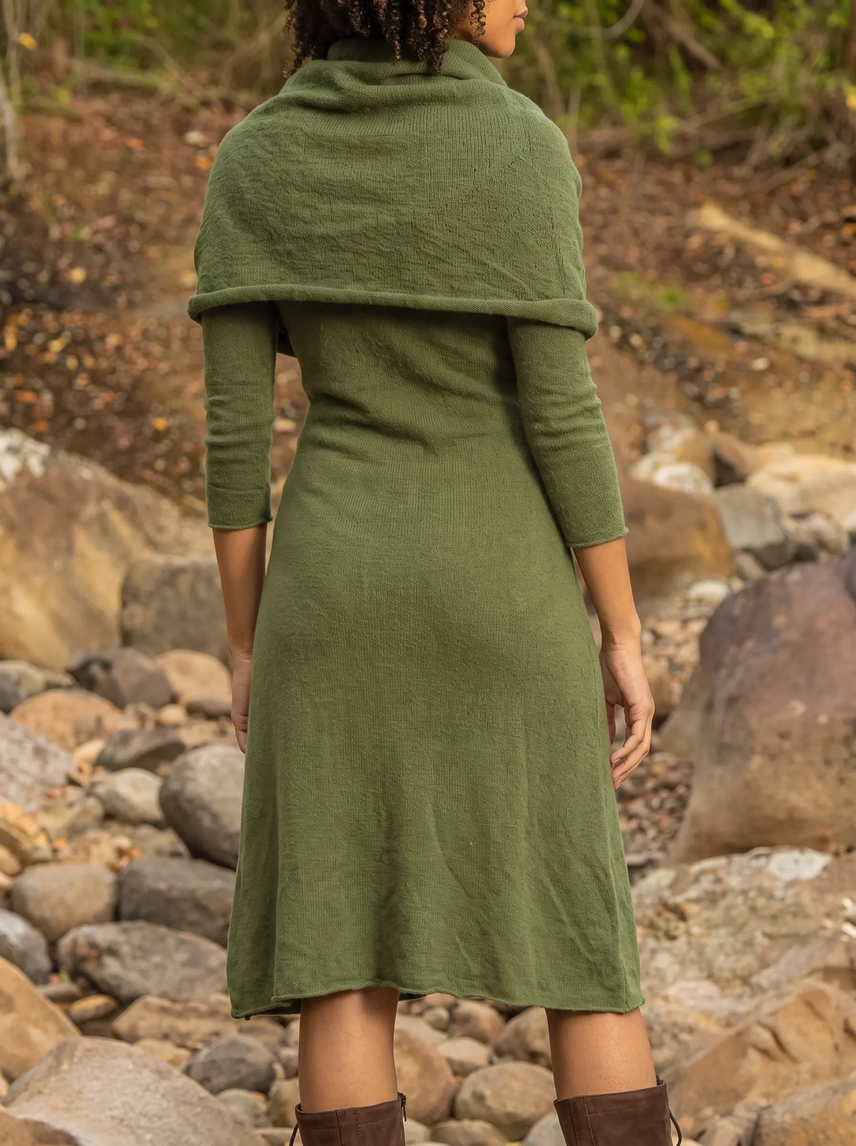 Wrap Front Oversized Collar Knit Dress