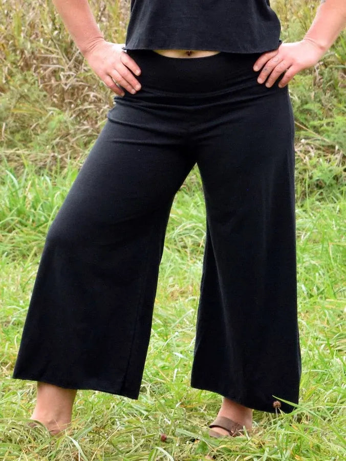 Vintage High-Waist Cropped Wide Leg Pants