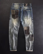 Vintage Faded©\Blue Boro©\Patchwork Multi©\Rip Denim Jeans