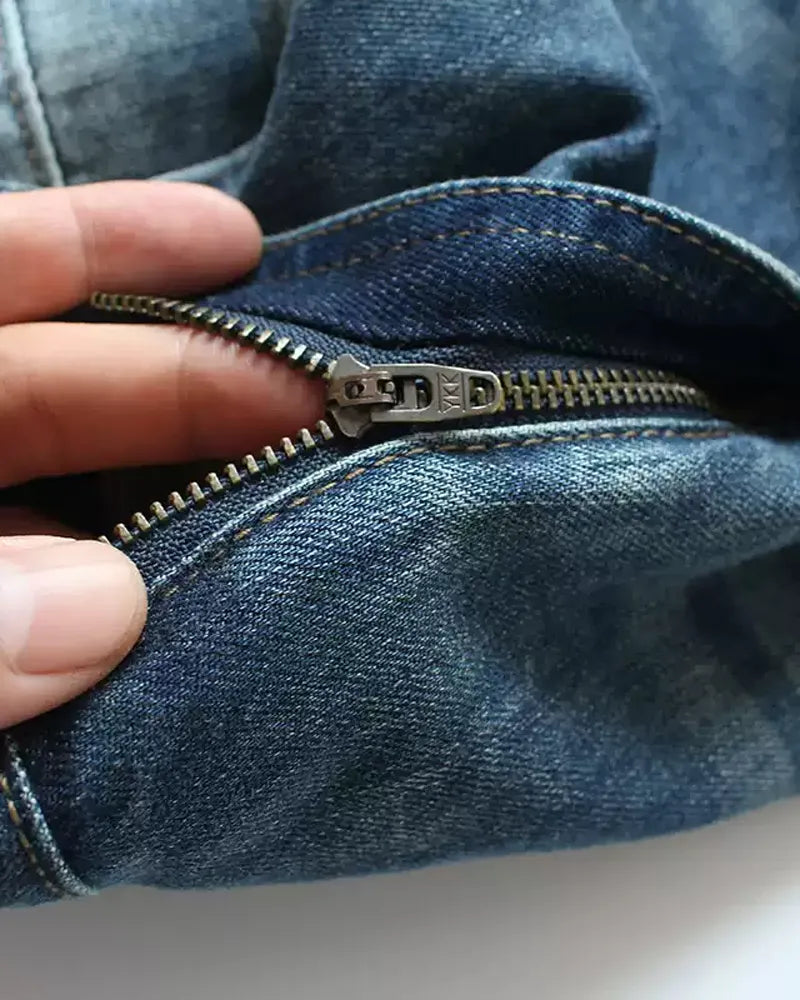 Vintage Faded©\Wash Denim Patchwork Distressed Jeans