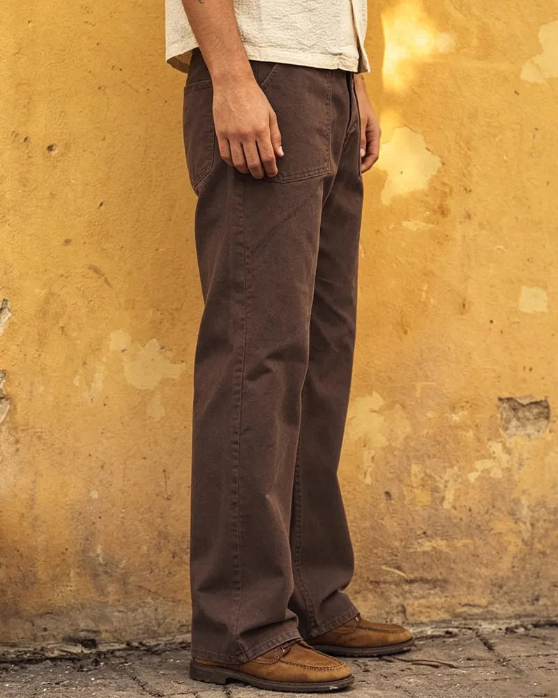 Vintage Brown Straight-leg Pants