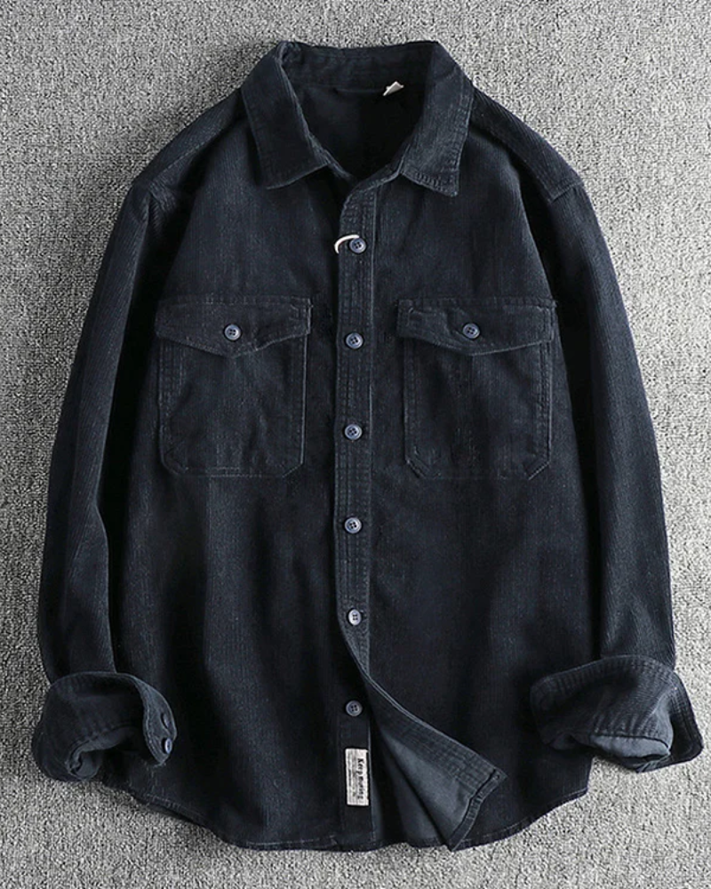 Vintage Corduroy Cotton Pocket Long Sleeve Work Shirt