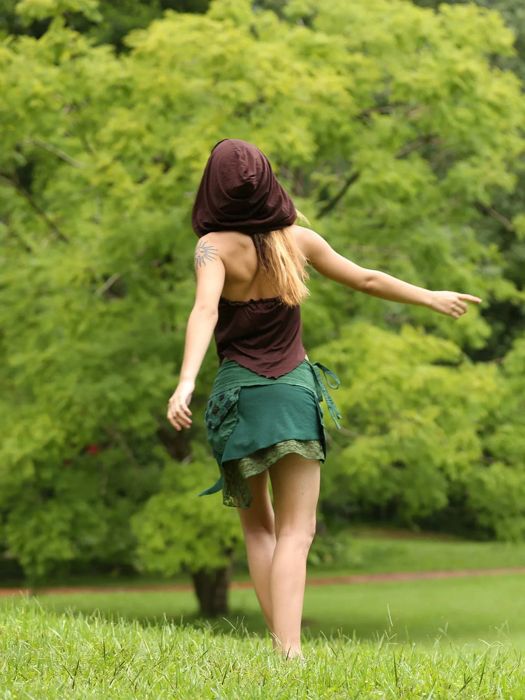 Pixie Hood Top, Boho Festival Tribal Clothing, Yoga Fairy Pointy Elven Psytrance Wear