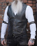 Vintage Black Leather Biker Vest