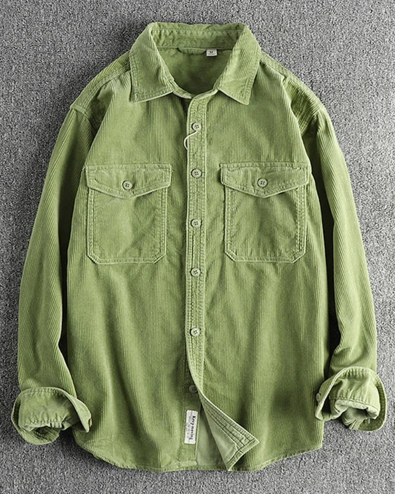 Vintage Corduroy Cotton Pocket Long Sleeve Work Shirt